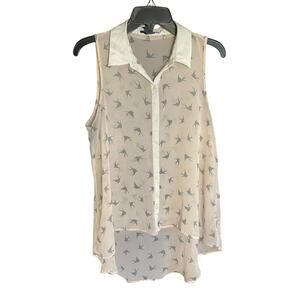 Forever 21 Women’s Sheer Sleeveless Swallows Top Size Medium